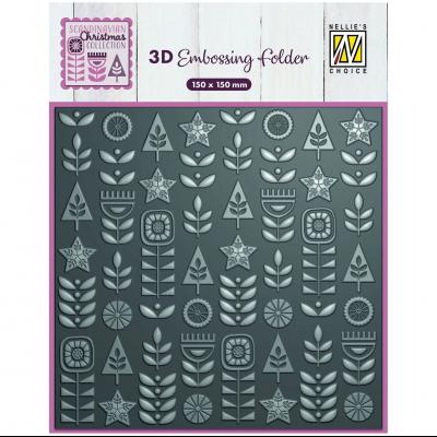 Nellie's Choice 3D Embossing Folder - Scandinavian Flowers